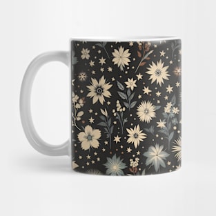 Black and Beige Floral Mug